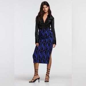 Zara Printed Midi Skirt